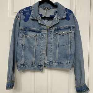 Free People Embroidered Jean Jacket